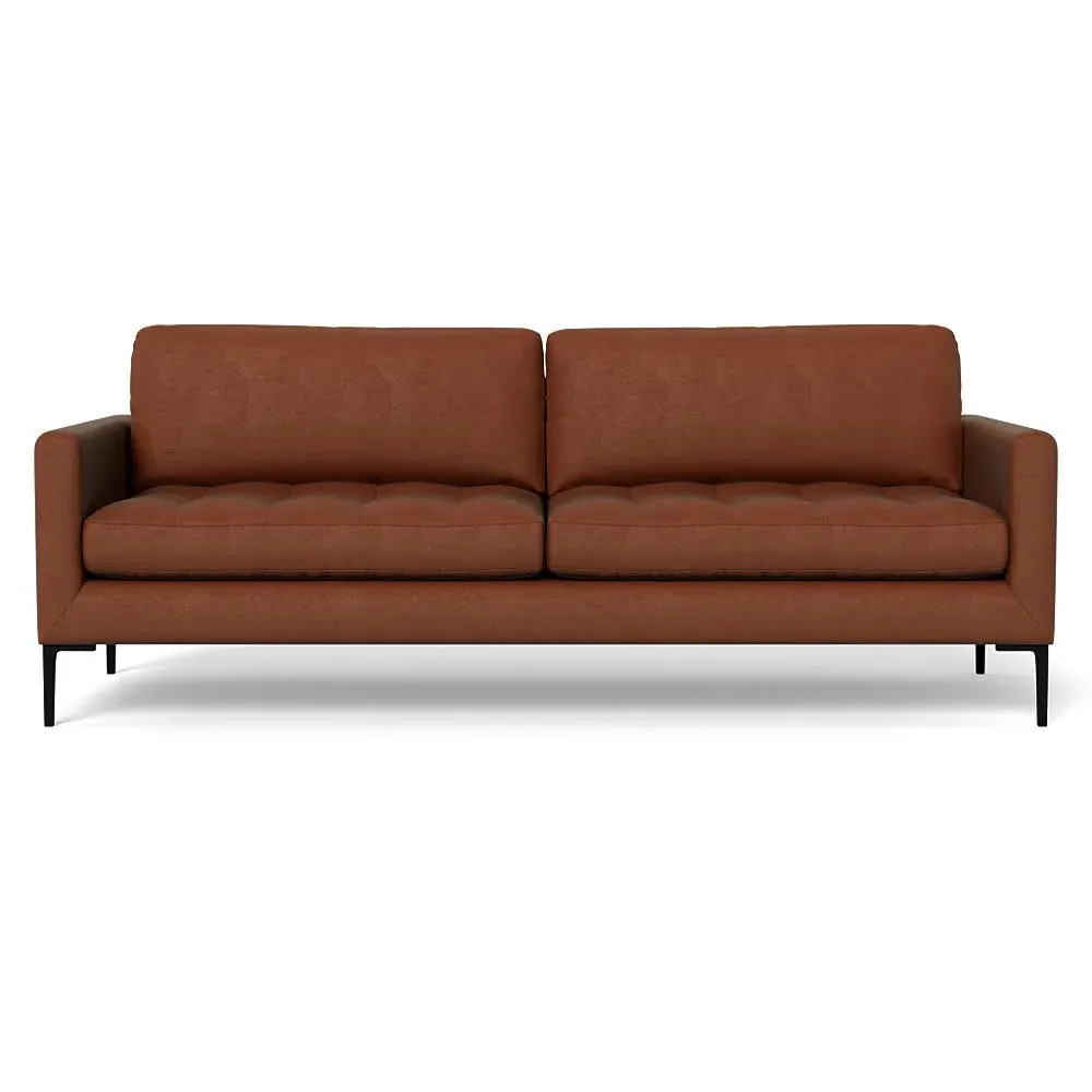 4-Seater Sofa with Black Legs - Brown, Velvet