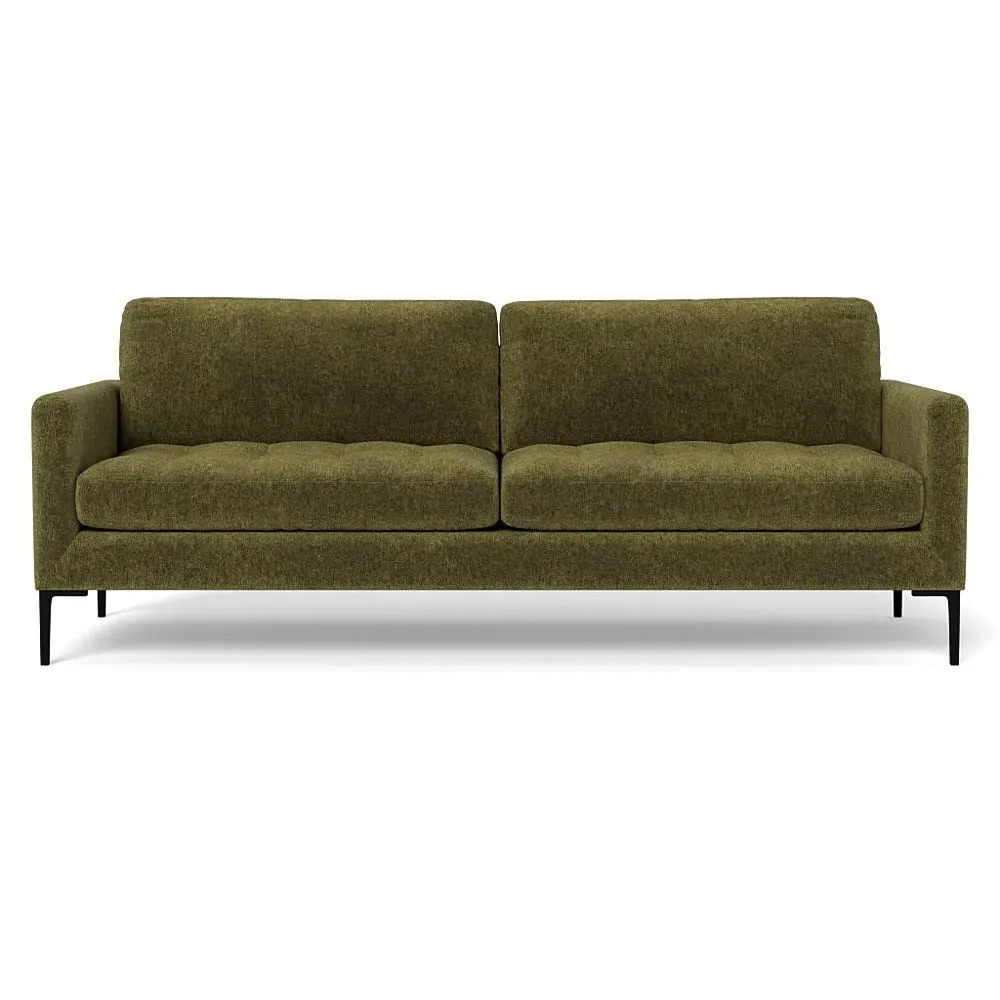 4-Seater Sofa with Black Legs - Green, Velvet