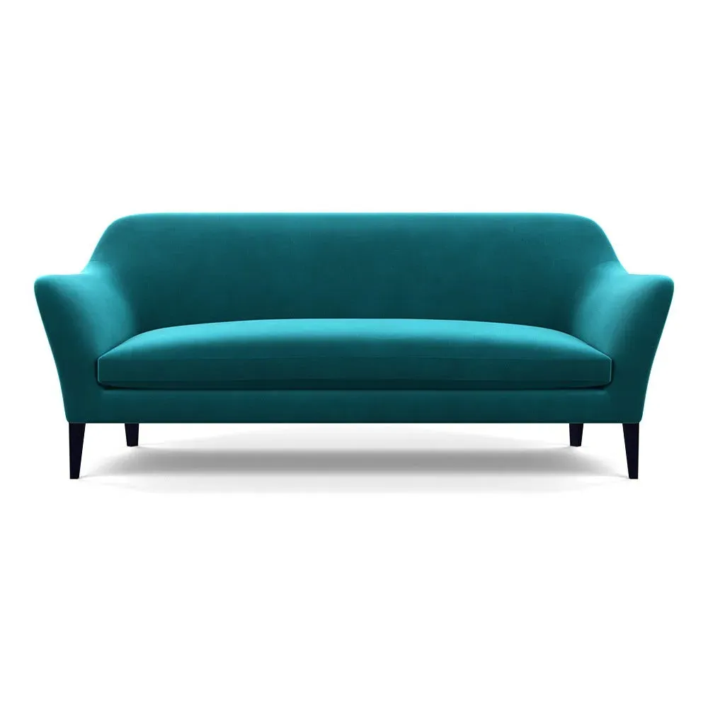 4-Seater Sofa with Black Oak Feet - Blue, Velvet