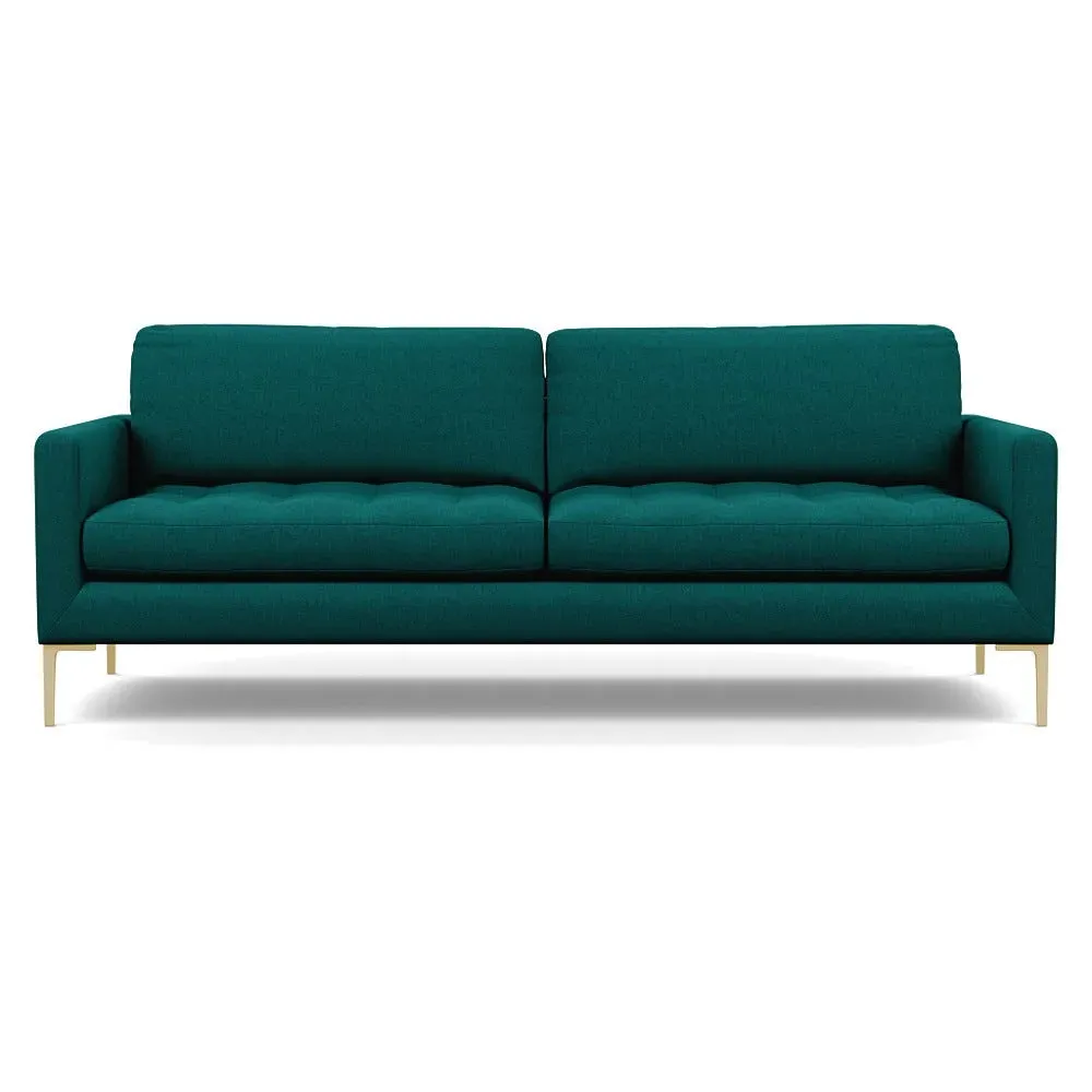 4-Seater Sofa with Brass Legs - Green, Cotton