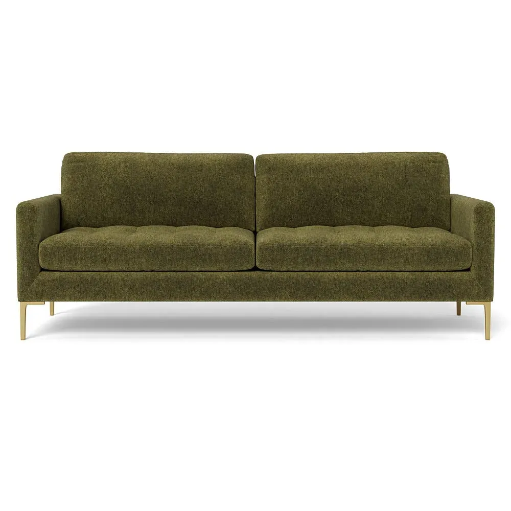 4-Seater Sofa with Brass Legs - Green, Velvet