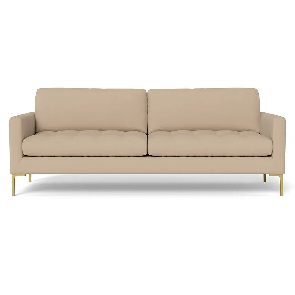 4-Seater Sofa with Brass Legs - Natural, Linen
