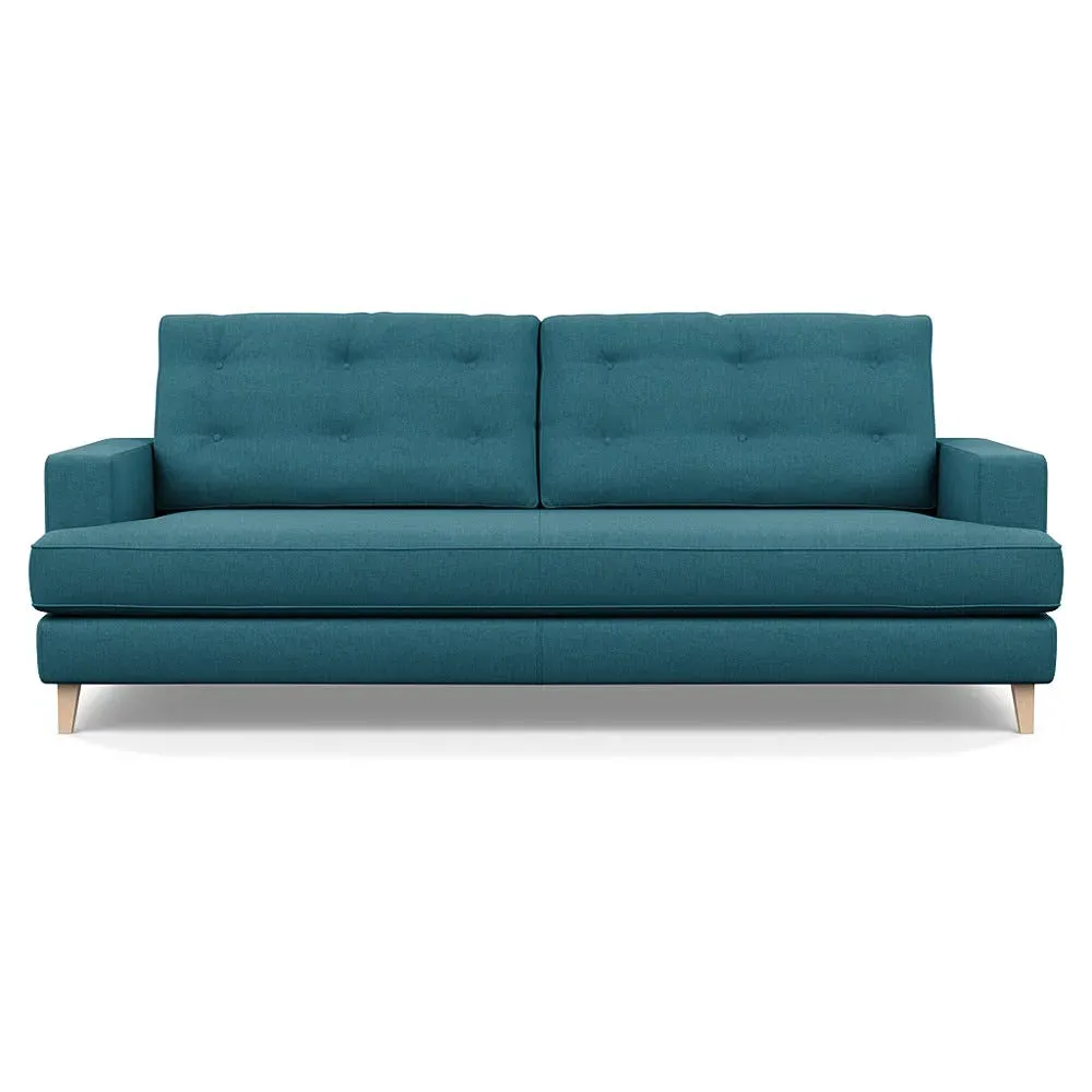 4-Seater Sofa with Button Cushions - Blue, Cotton image