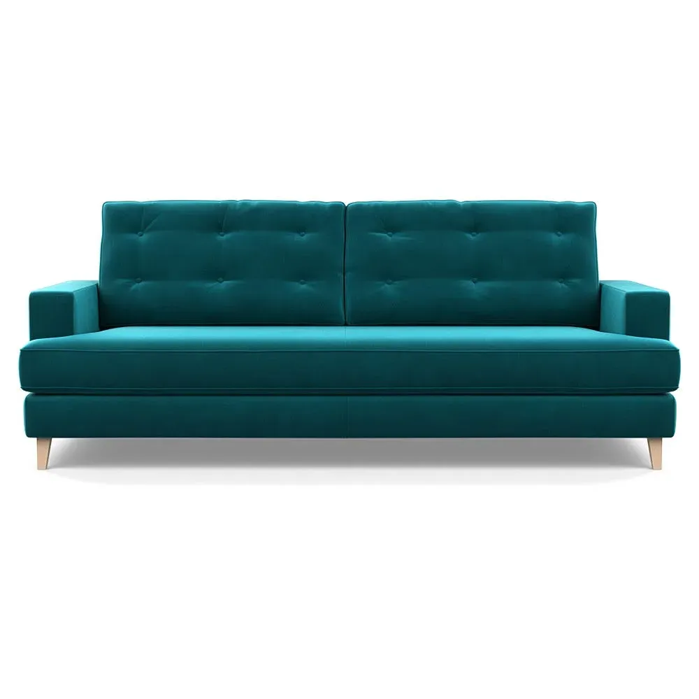 4-Seater Sofa with Button Cushions - Blue, Velvet