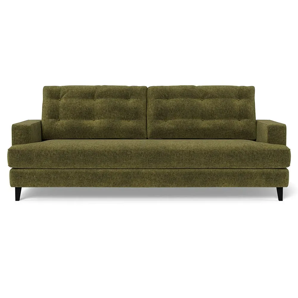 4-Seater Sofa with Button Cushions - Green, Boucle