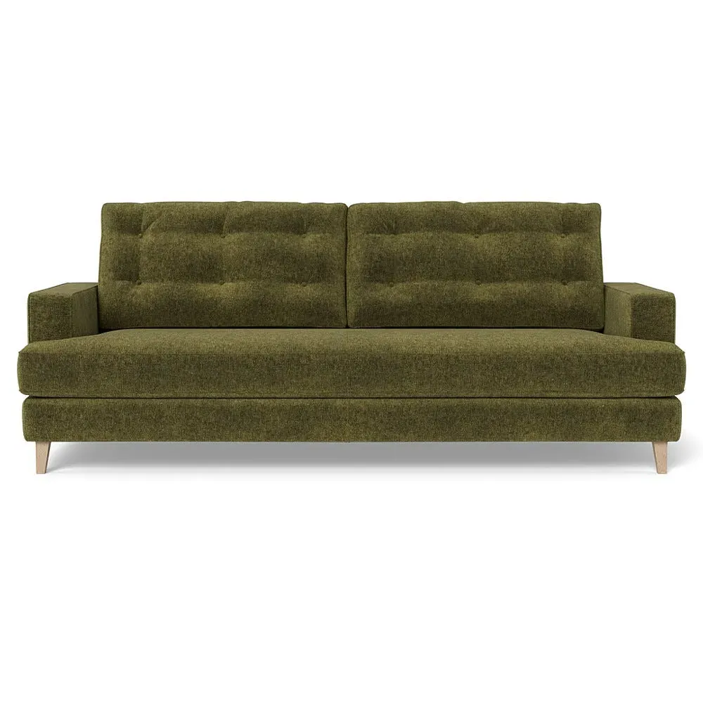 4-Seater Sofa with Button Cushions - Green, Boucle