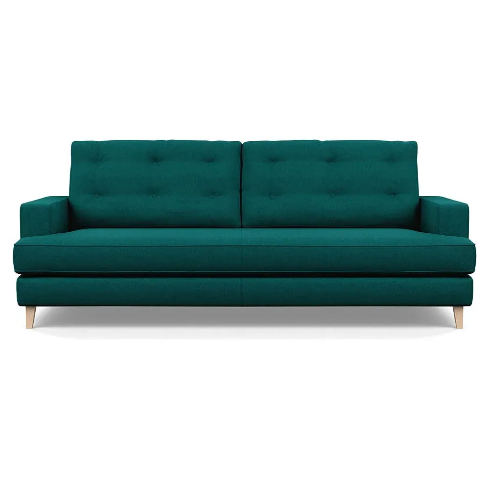4-Seater Sofa with Button Cushions - Green, Cotton