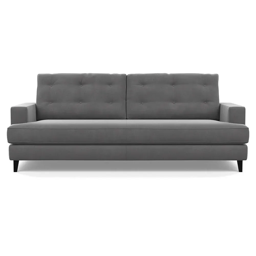 4-Seater Sofa with Button Cushions - Grey, Velvet