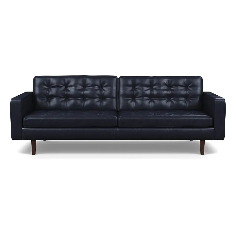 4-Seater Sofa with Button Details - Black, Leather image