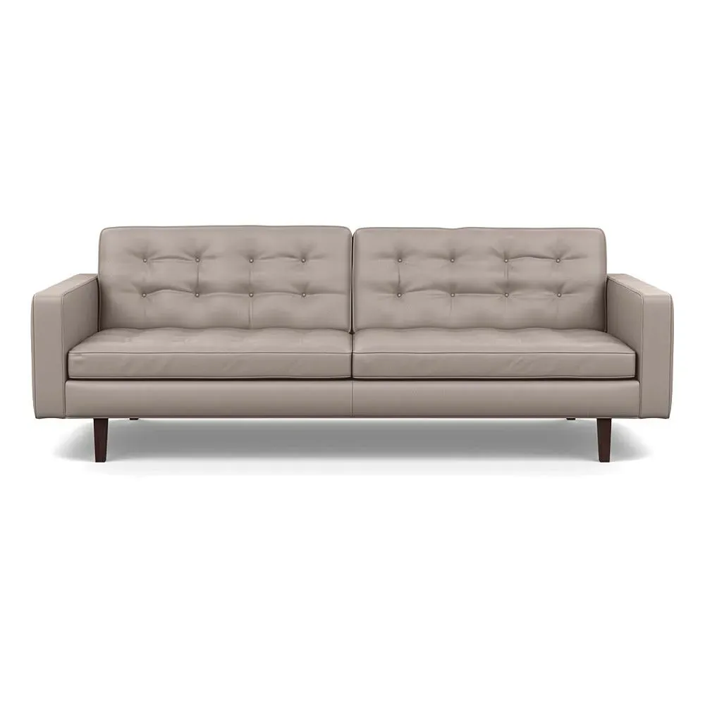 4-Seater Sofa with Button Details - Grey, Leather image