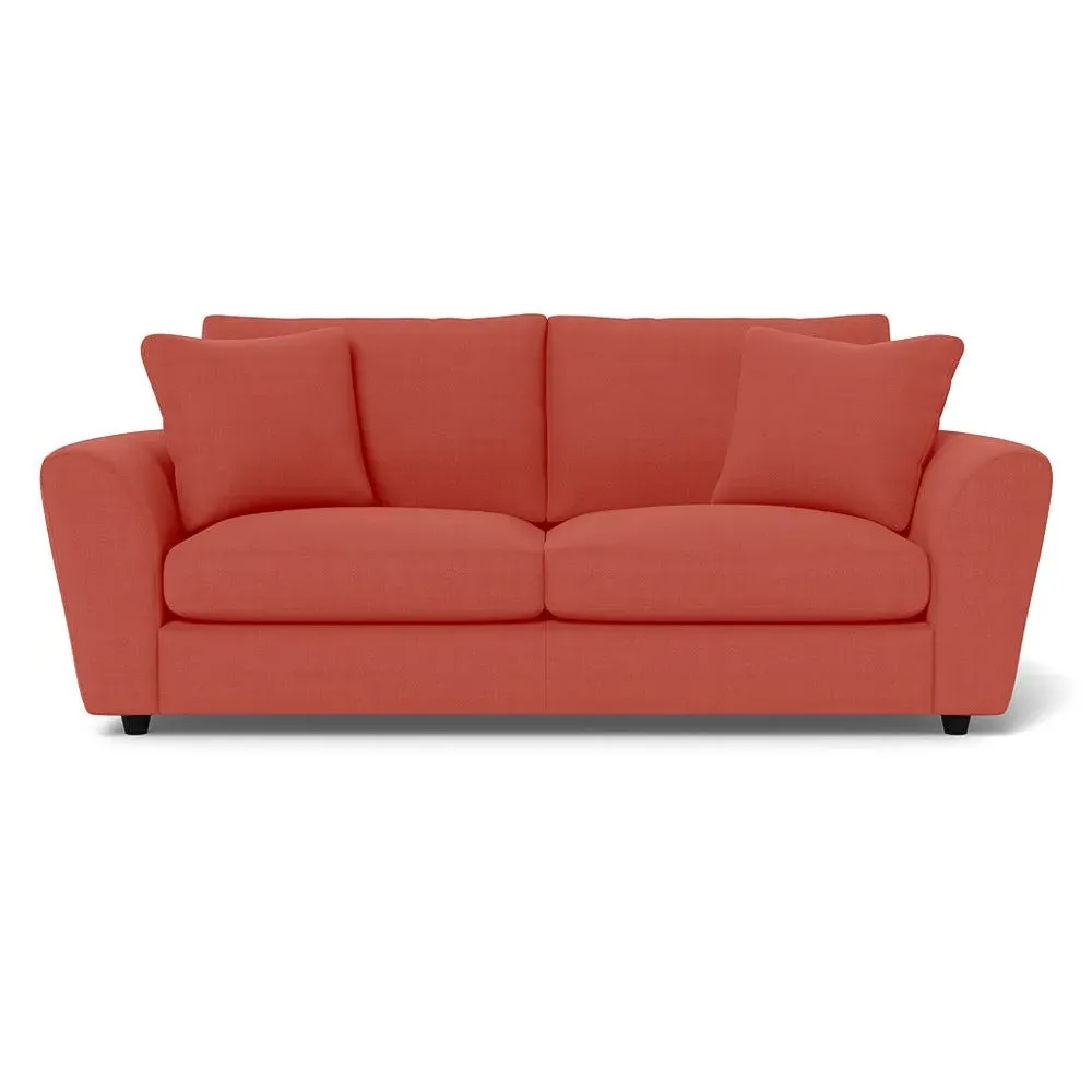 4-Seater Sofa with Curved Arms - Red, Linen