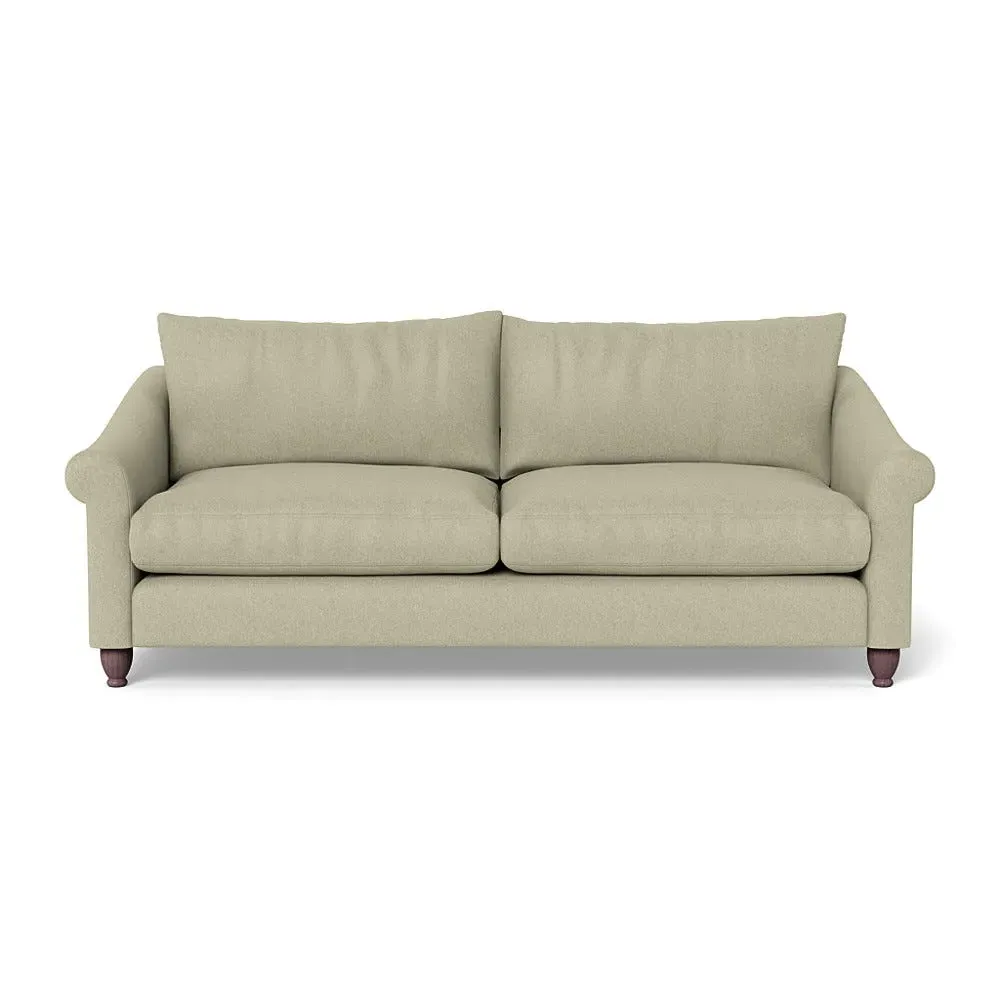 4-Seater Sofa with Dark Brown Feet - Natural, Cotton