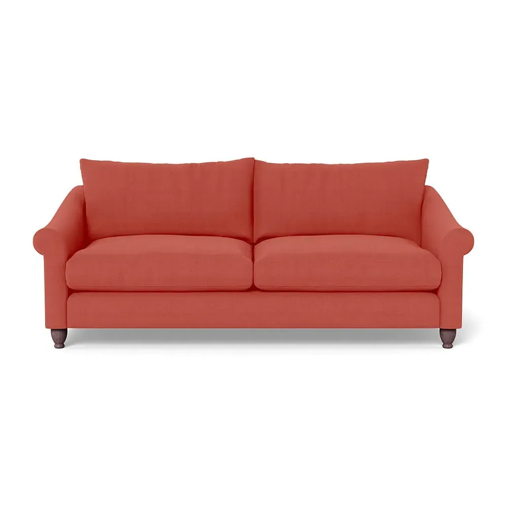 4-Seater Sofa with Dark Brown Feet - Red, Linen