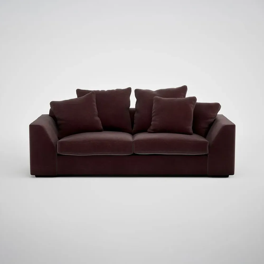 4-Seater Sofa with Feather Cushions - Brown
