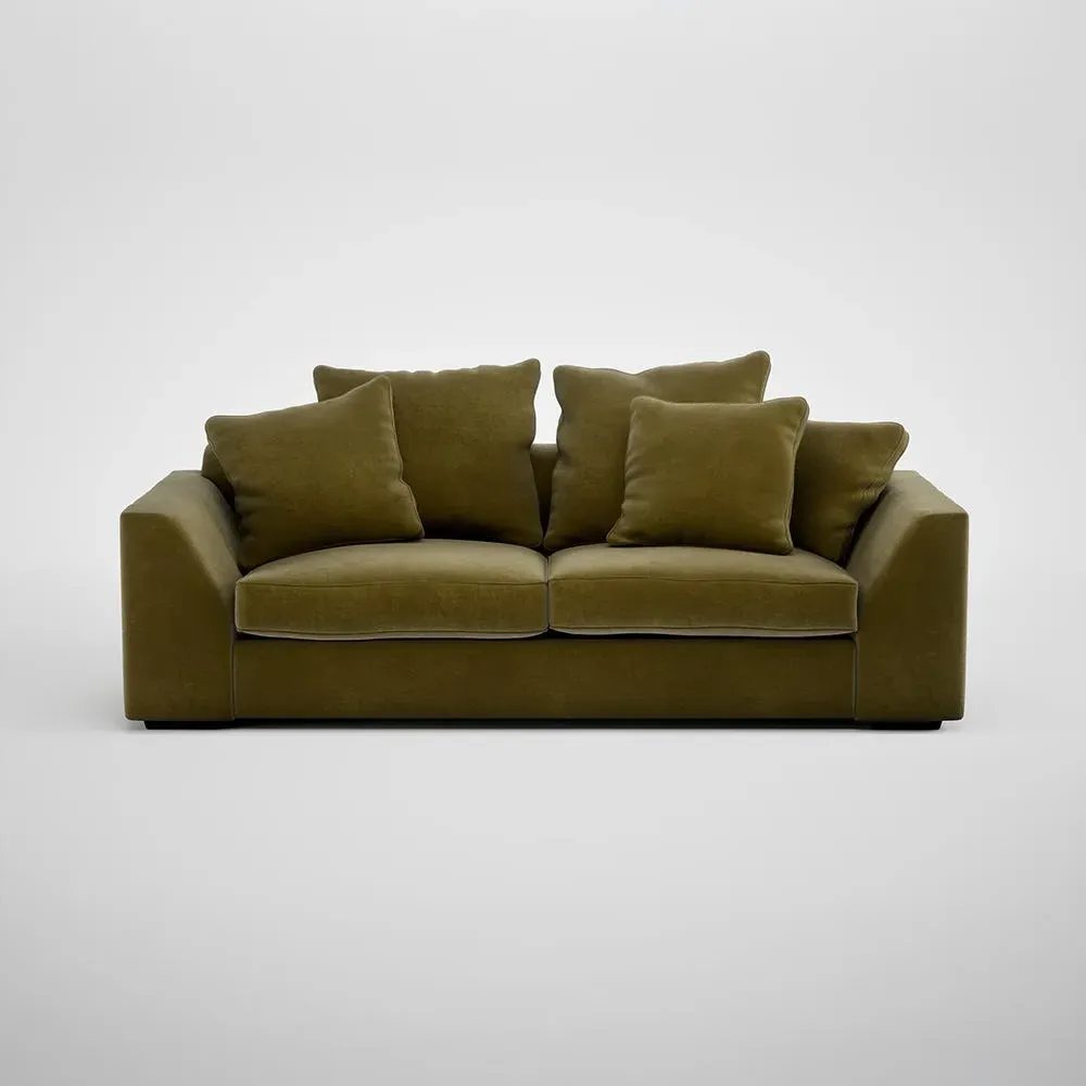 4-Seater Sofa with Feather Cushions - Green