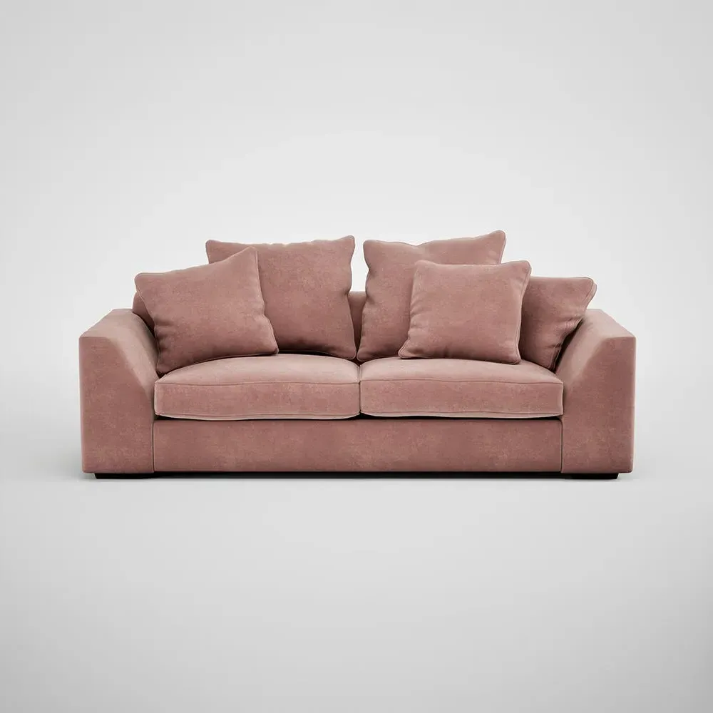 4-Seater Sofa with Feather Cushions - Pink