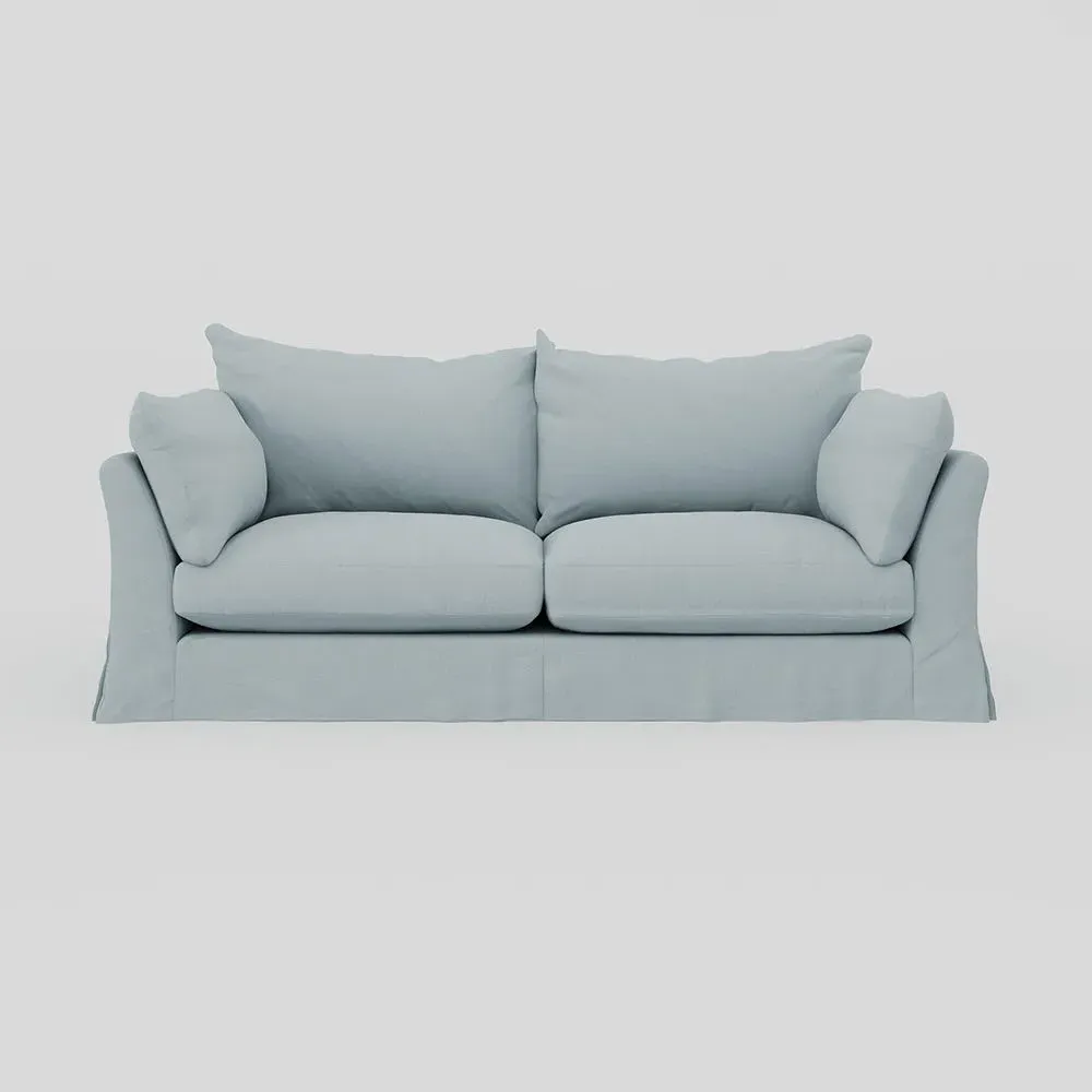 4-Seater Sofa with Loose Cover - Blue, Linen image