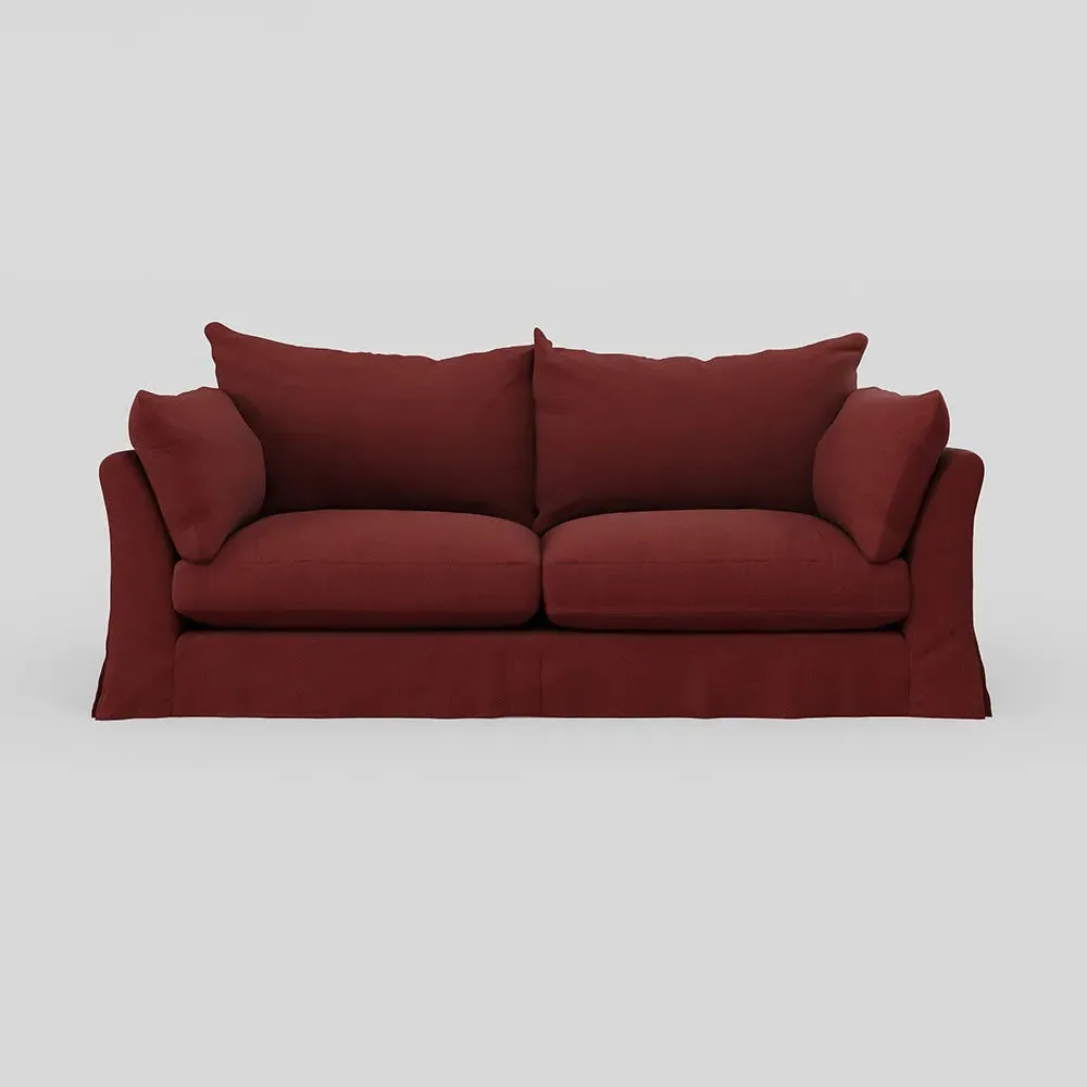 4-Seater Sofa with Loose Cover - Red, Linen