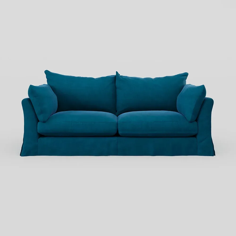 4-Seater Sofa with Loose Cover - Teal, Velvet