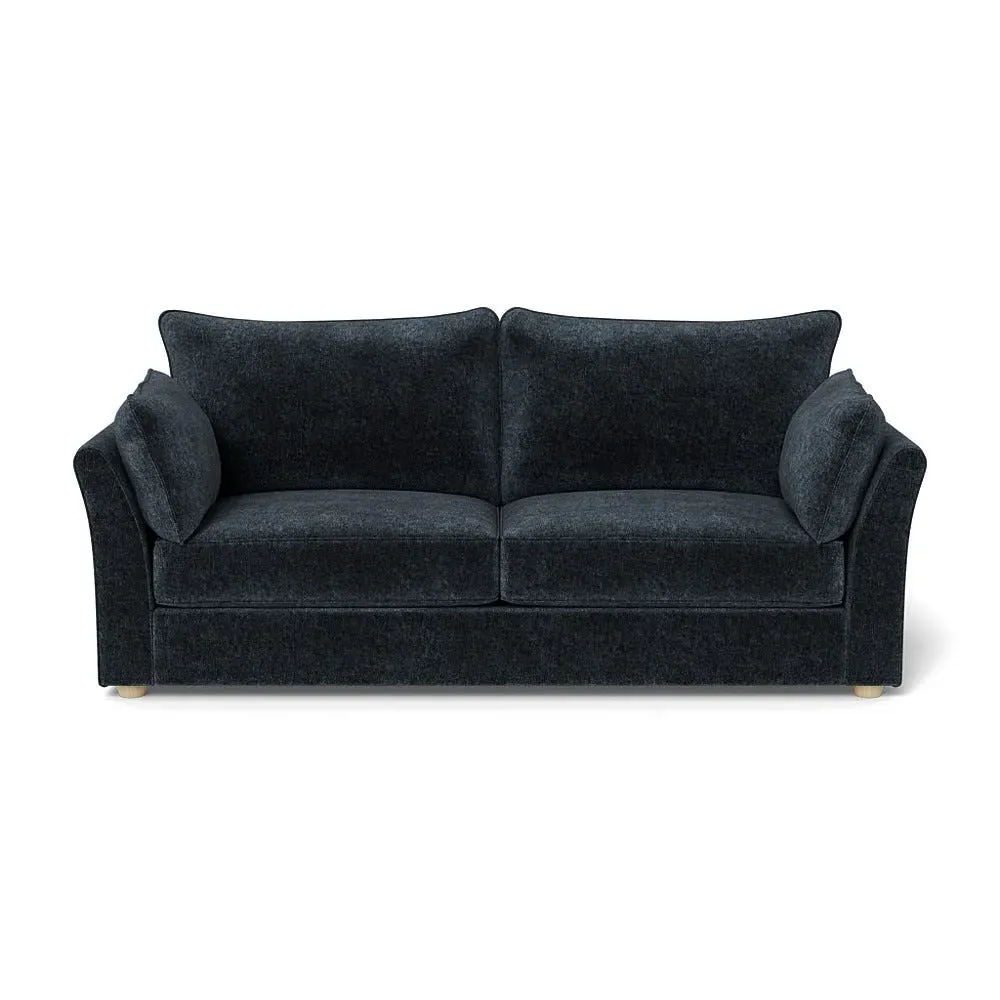 4-Seater Sofa with Natural Feet - Blue, Velvet