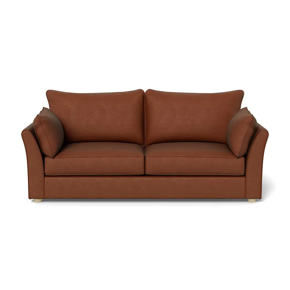 4-Seater Sofa with Natural Feet - Brown, Velvet