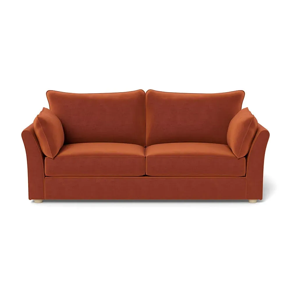 4-Seater Sofa with Natural Feet - Brown, Velvet