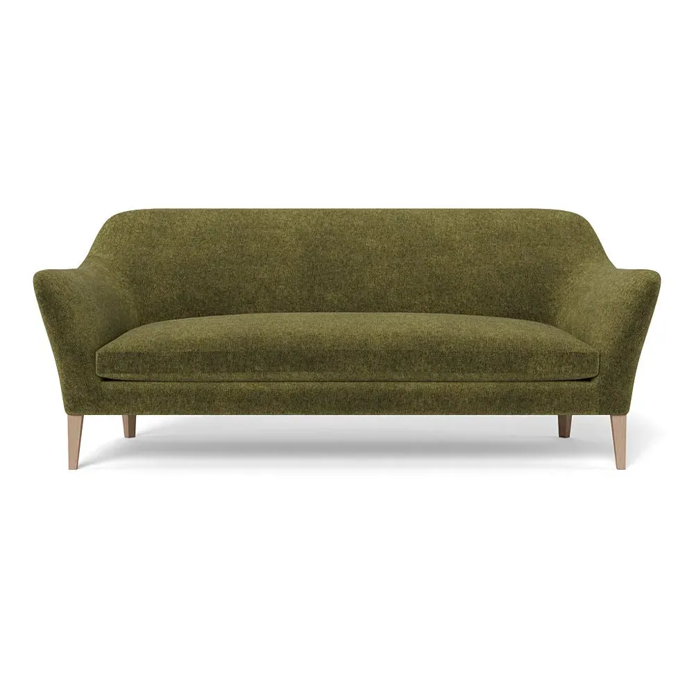 4-Seater Sofa with Natural Feet - Green, Boucle
