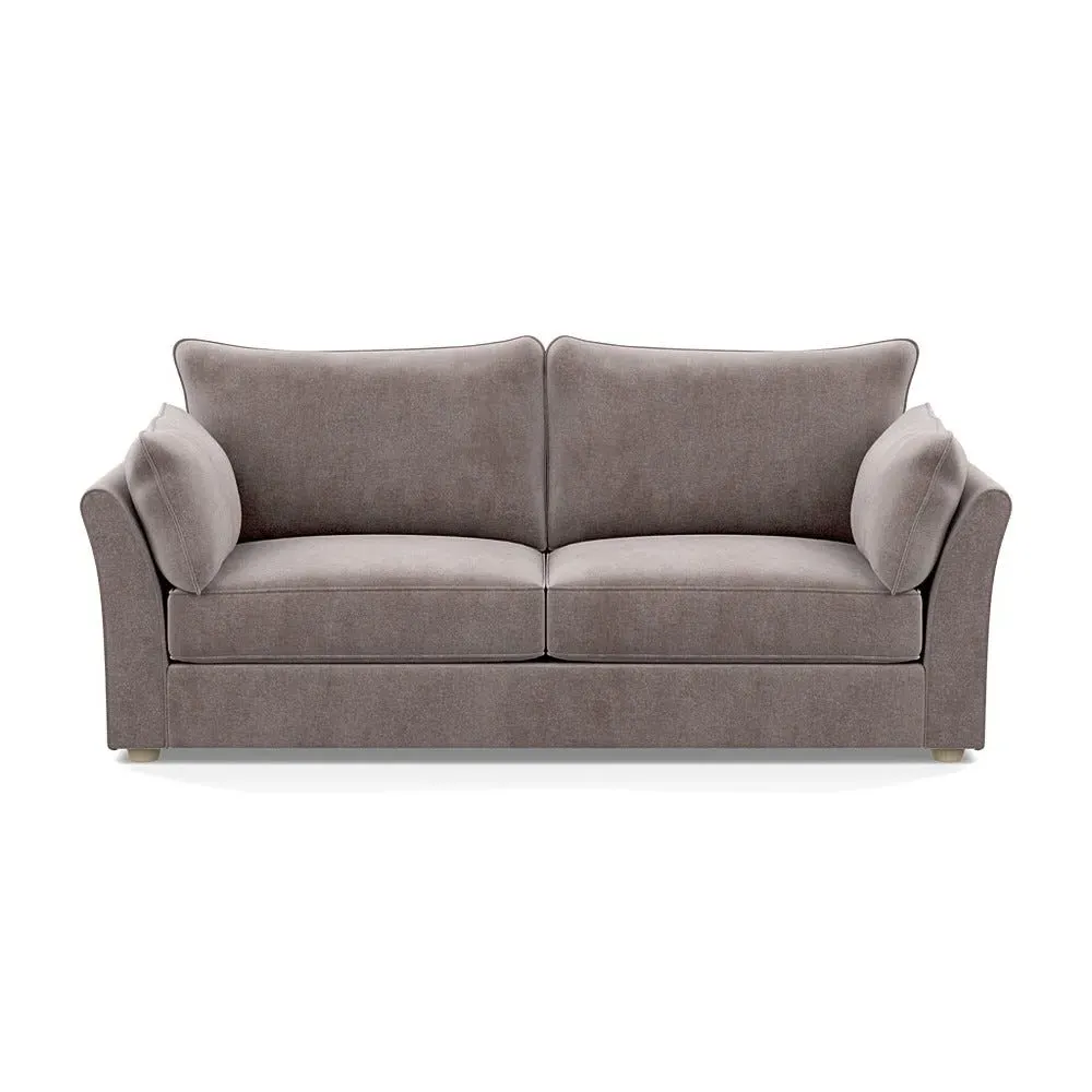 4-Seater Sofa with Natural Feet - Grey, Velvet