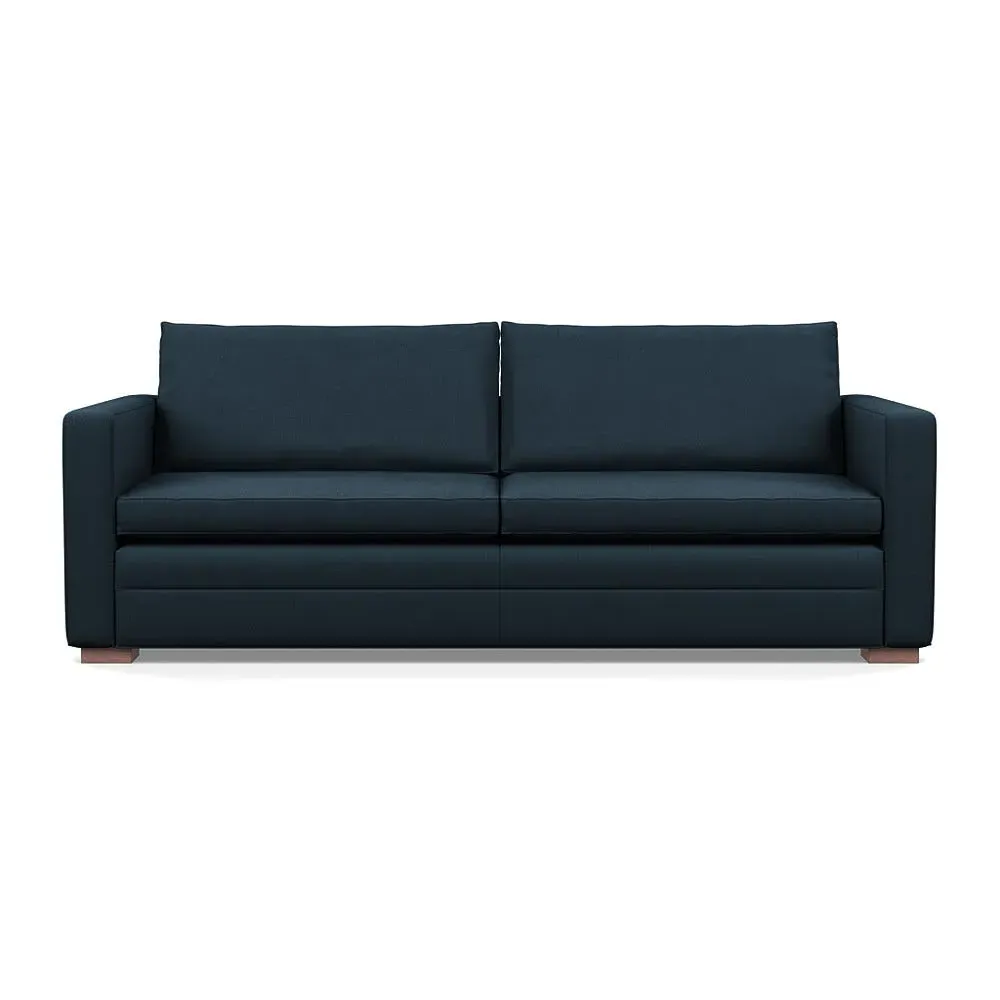 4-Seater Sofa with Piping - Blue, Cotton image
