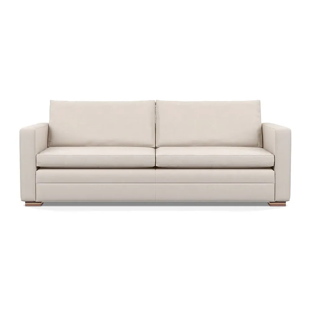 4-Seater Sofa with Piping - Cream, Cotton