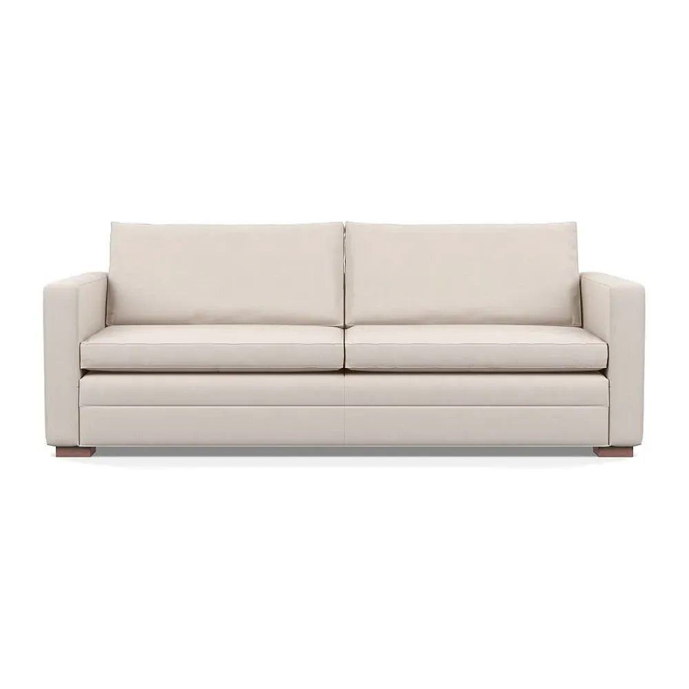 4-Seater Sofa with Piping - Cream, Cotton