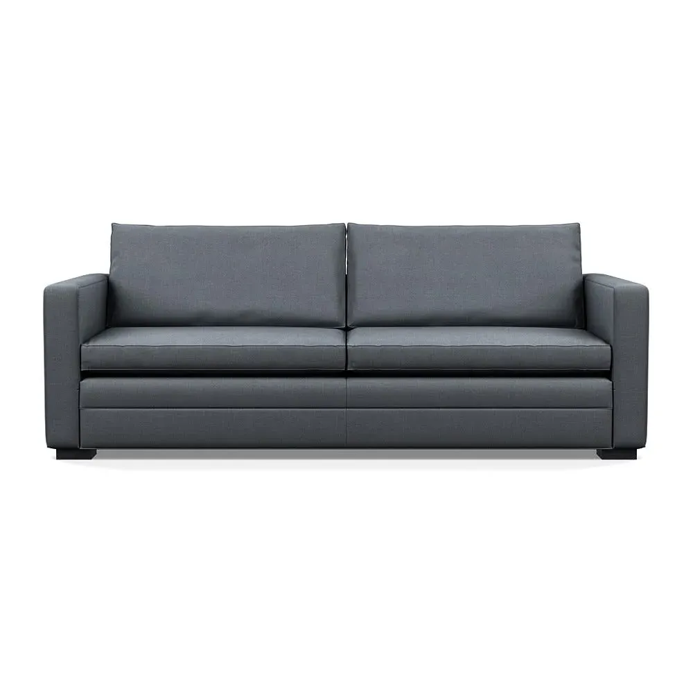 4-Seater Sofa with Piping - Grey, Cotton