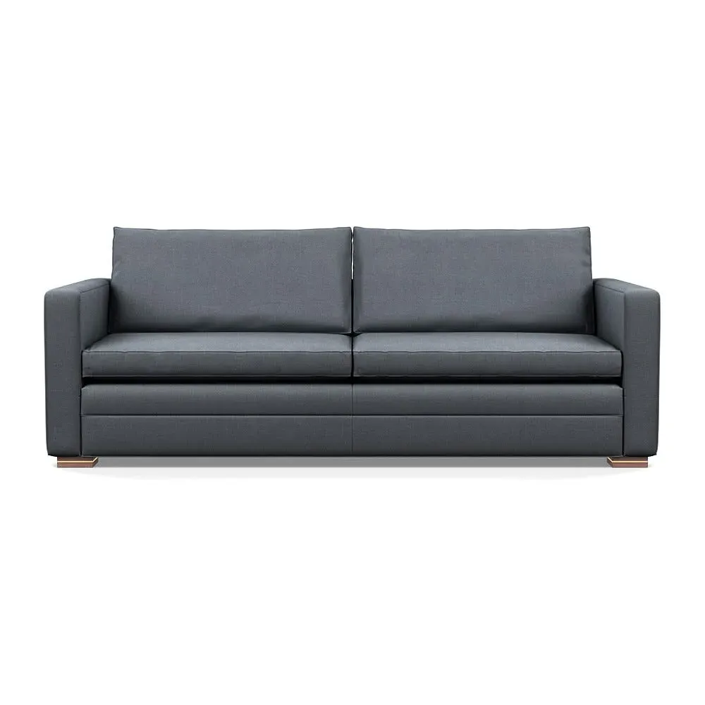4-Seater Sofa with Piping - Grey, Cotton