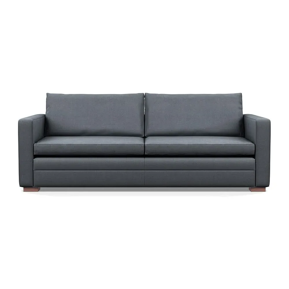 4-Seater Sofa with Piping - Grey, Cotton
