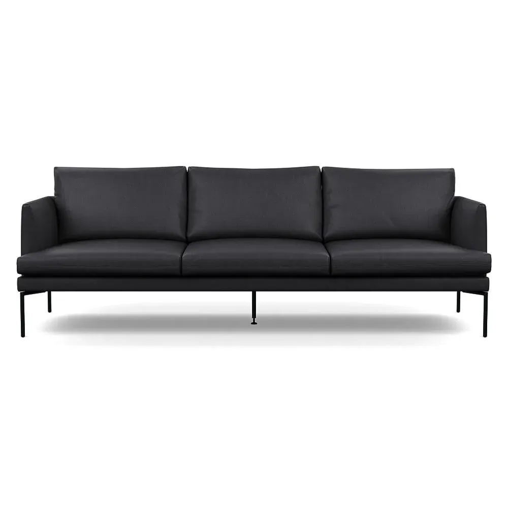 4-Seater Sofa with Pleated Detail - Black, Leather