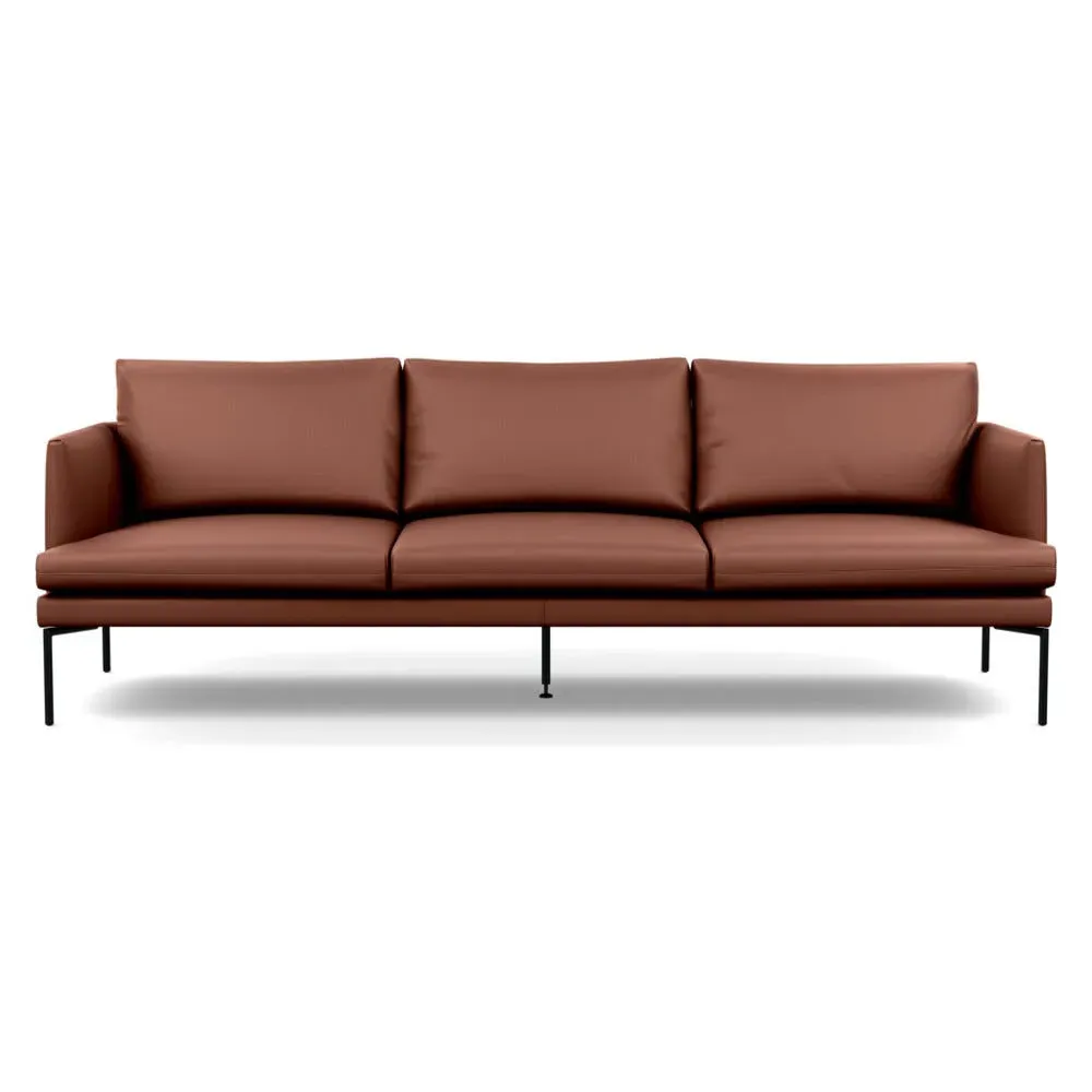 4-Seater Sofa with Pleated Detail - Brown, Leather