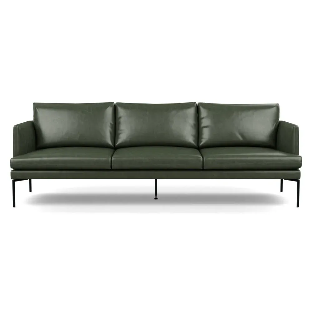 4-Seater Sofa with Pleated Detail - Green, Leather