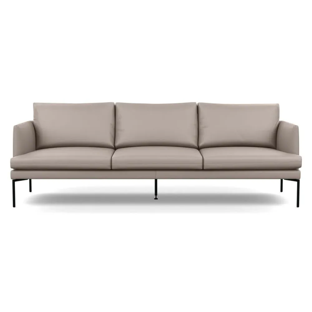 4-Seater Sofa with Pleated Detail - Grey, Leather