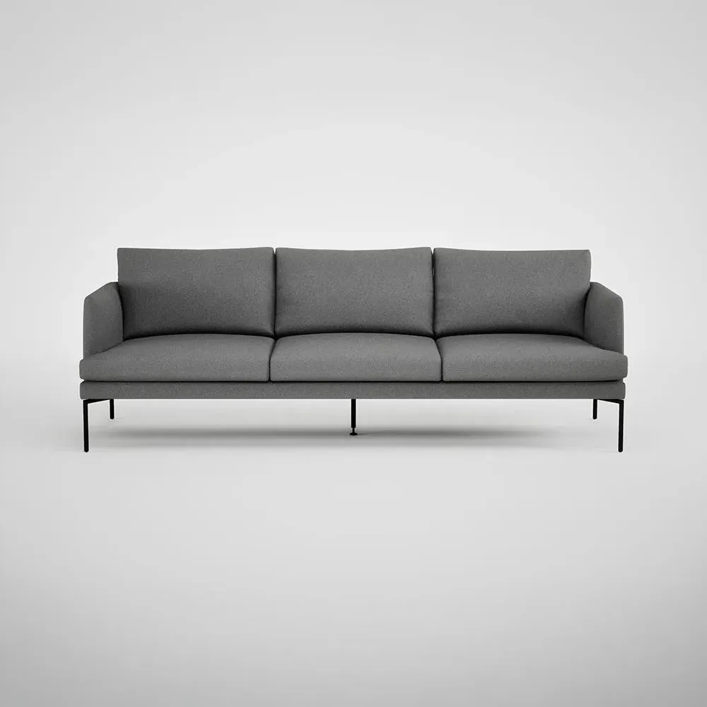 4-Seater Sofa with Pleated Detail - Grey, Wool