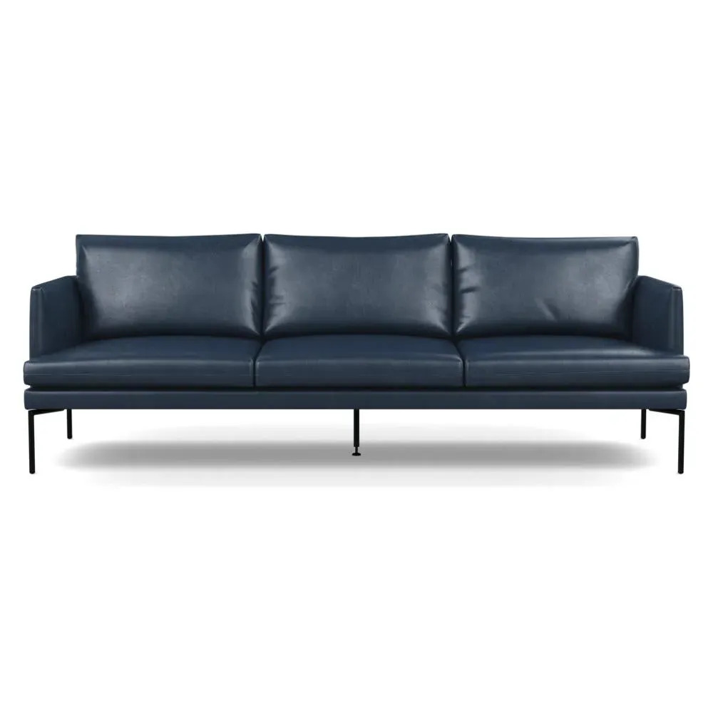 4-Seater Sofa with Pleated Detail - Navy, Leather
