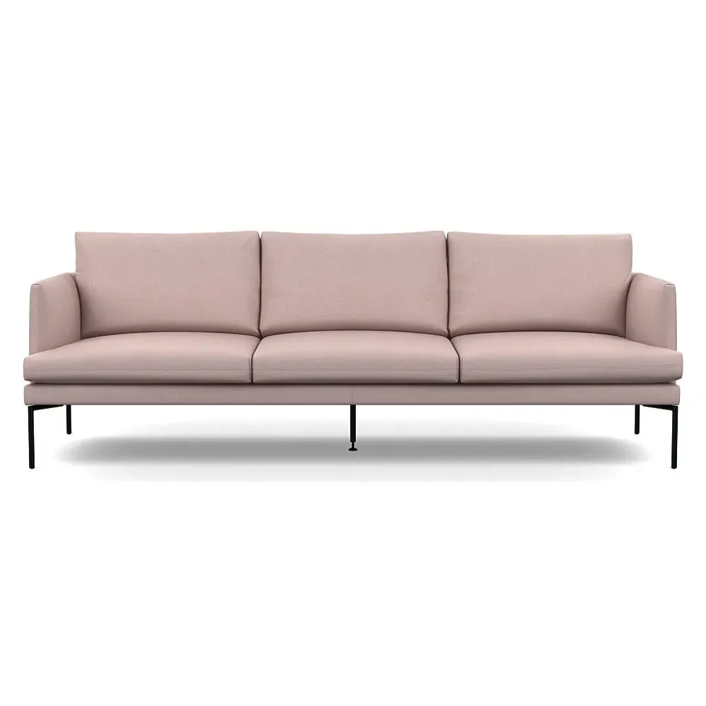 4-Seater Sofa with Pleated Detail - Pink, Cotton
