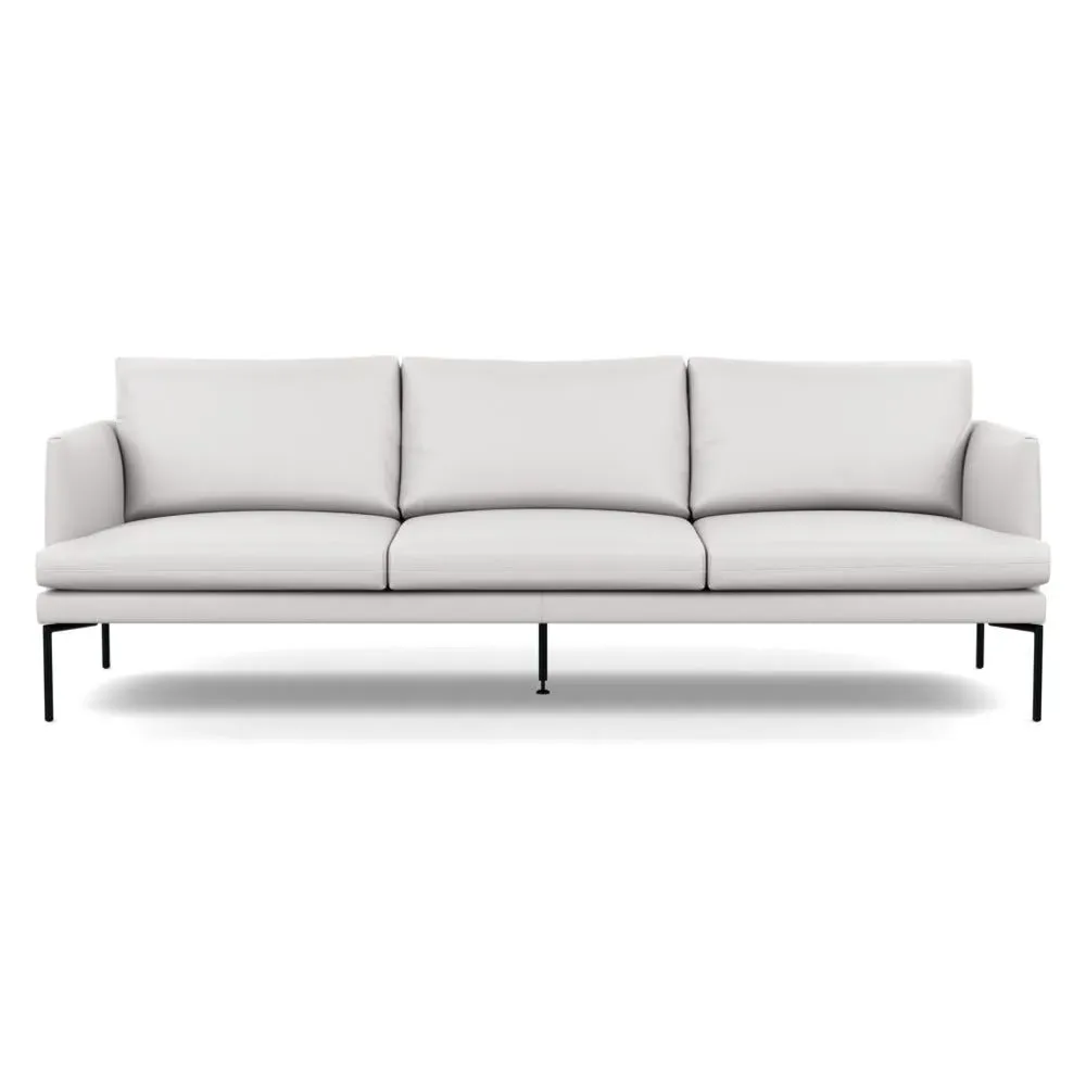 4-Seater Sofa with Pleated Detail - White, Leather