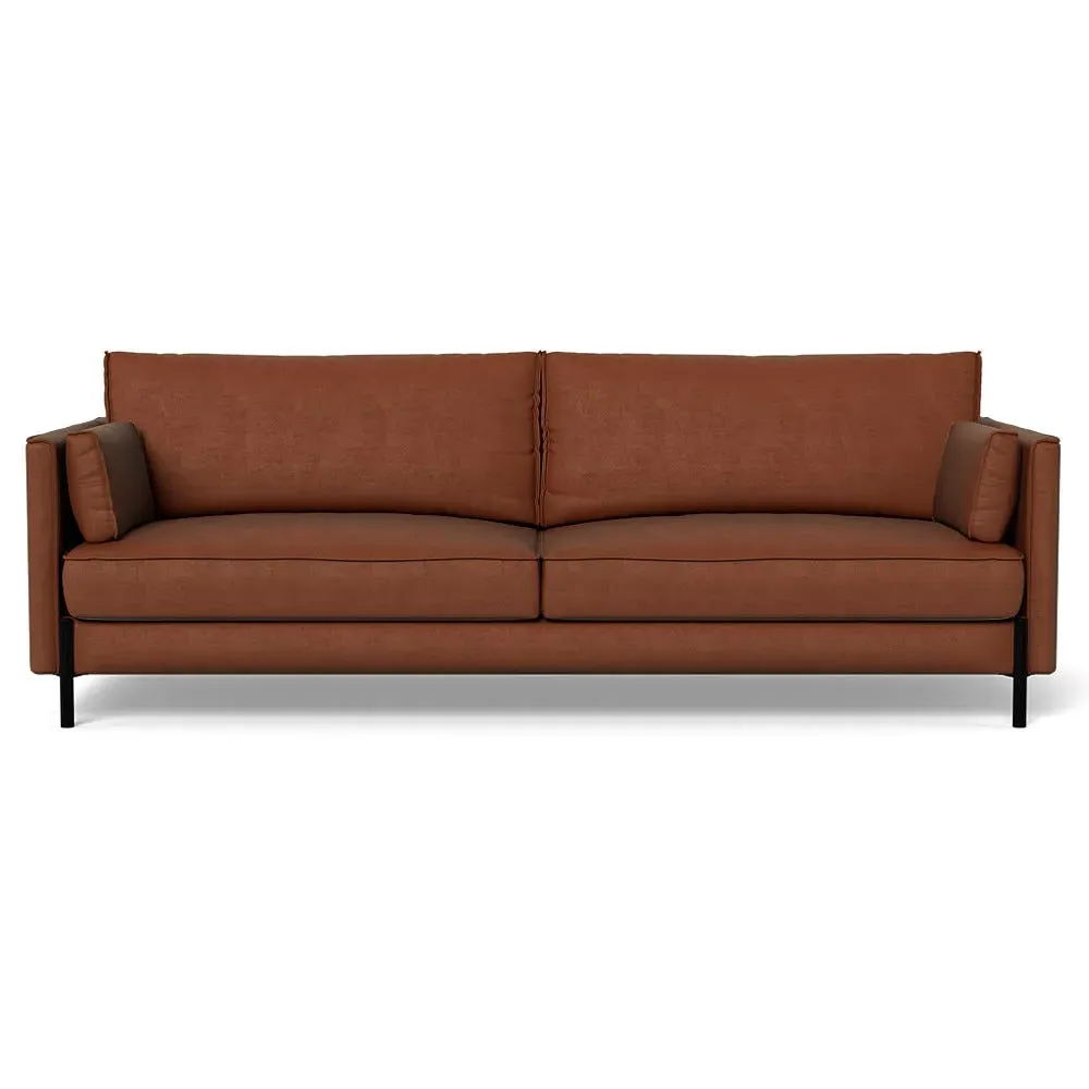 4-Seater Sofa with Slim Arms - Brown, Velvet