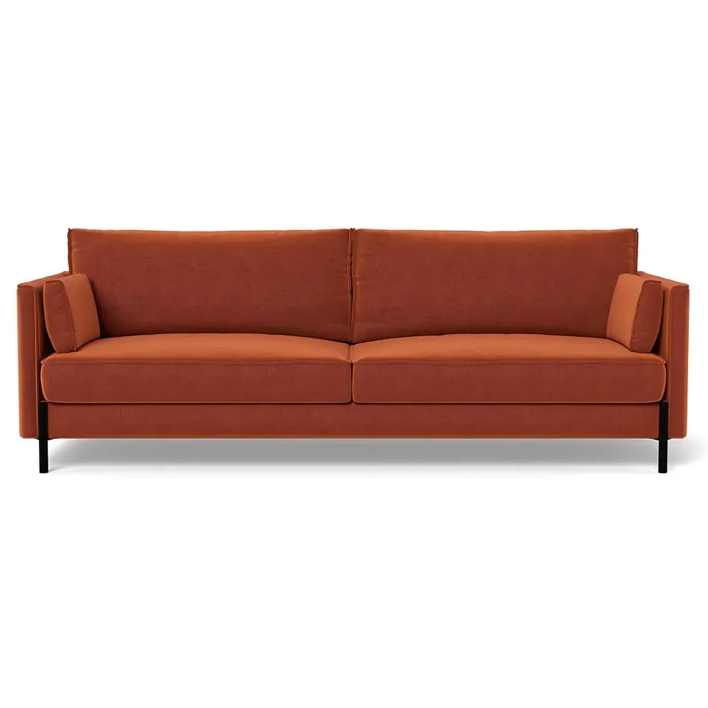 4-Seater Sofa with Slim Arms - Brown, Velvet