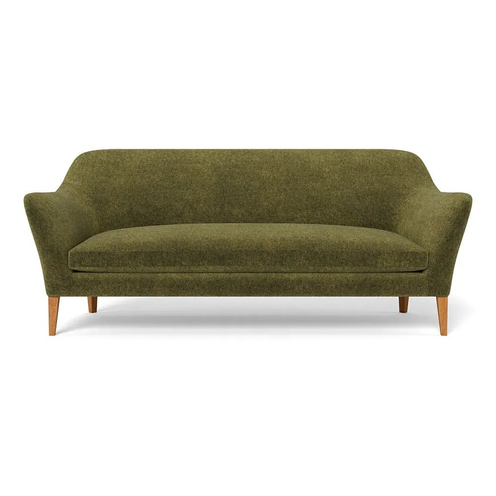 4-Seater Sofa with Stained Oak Feet - Green, Boucle