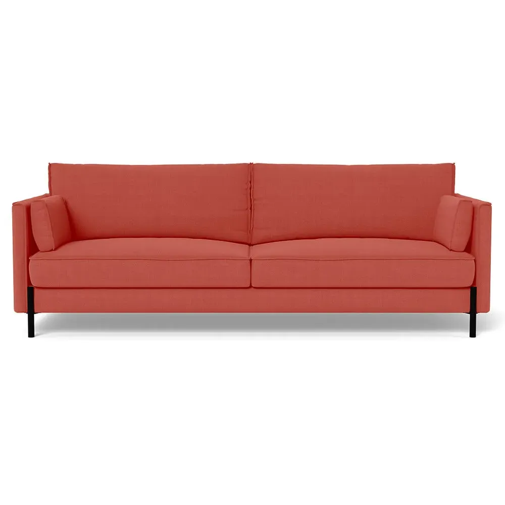 4-Seater Sofa with Steel Legs - Red, Linen Mix