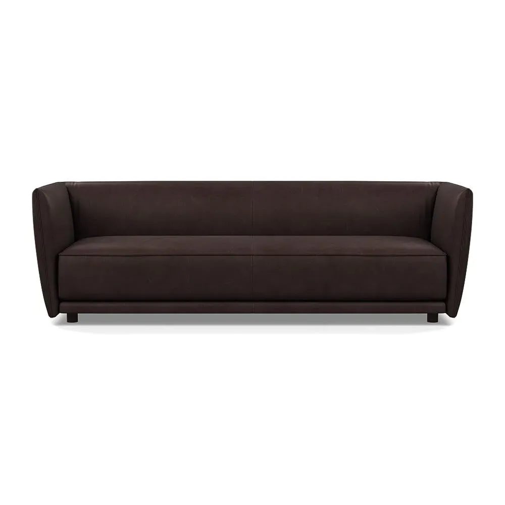 4-Seater Sofa with Walnut Feet - Brown