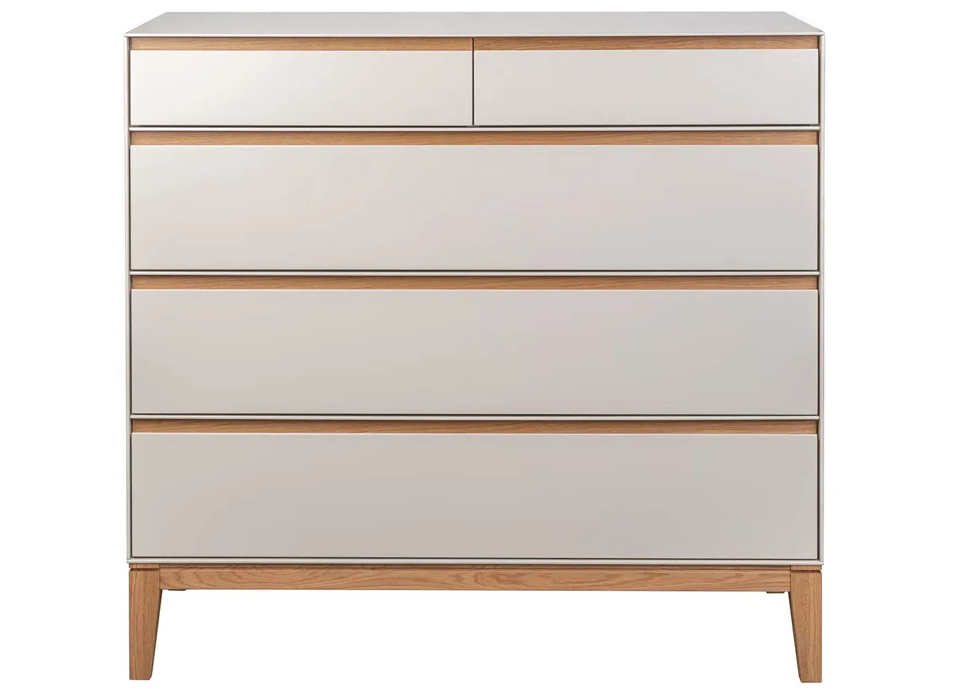 5-Drawer Chest with Walnut Details - Cream image