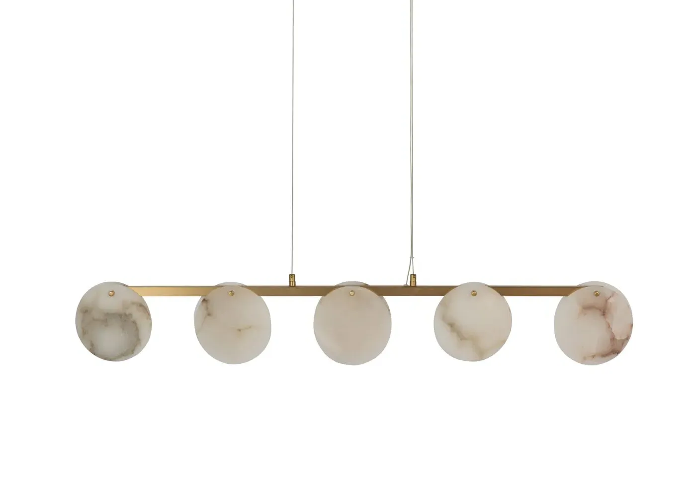 5 Light Pendant with Alabaster - White, Brushed Gold image