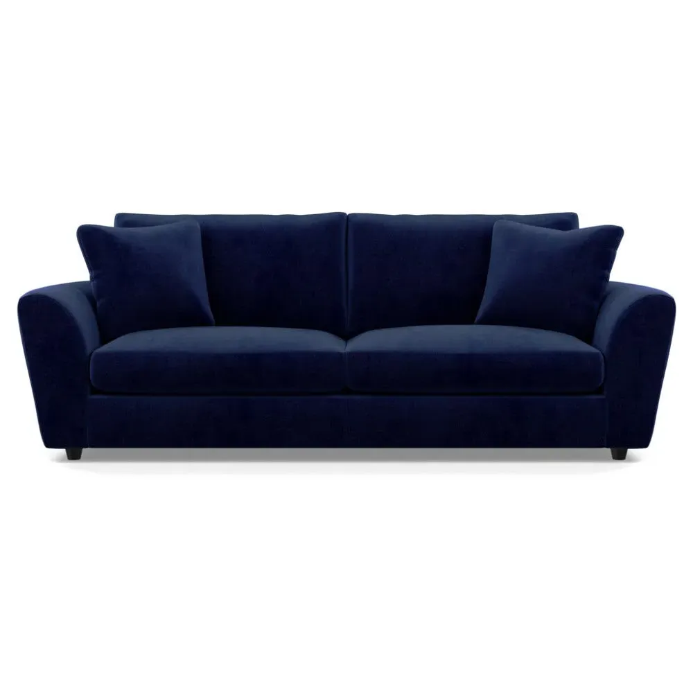 5-Seater Sofa with Curved Arms - Blue, Velvet